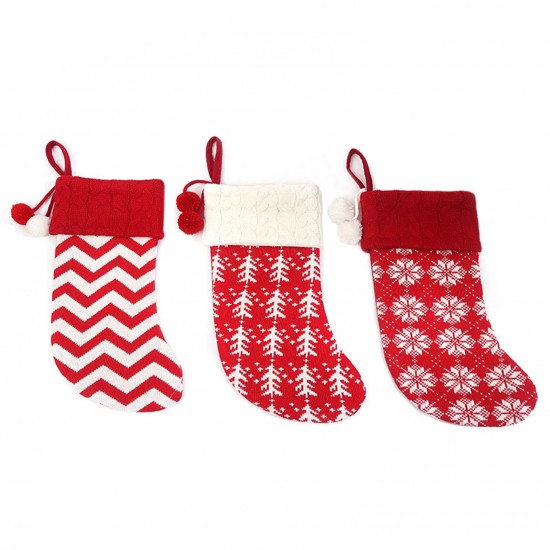 5Pcs Knitted Woolen Christmas Socks Christmas Tree Decorations Children's Holiday Gift Bags Candy Socks Christmas Decoration