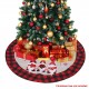 Christmas Tree Skirt Linen Burlap Red Black Grid 122CM Foresters Tree Skirt for Christmas Party Christmas Tree Bottom Apron Dress Up