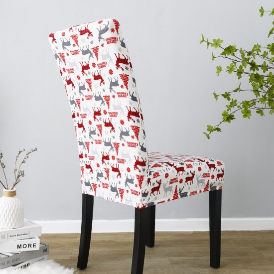 Christmas Decorative Dining Chair Cover ,Stretch Chair Slipcovers Seat Protector Washable Polyester All Wrapped Chair Cover for Dining Room,Christmas Decoration,Holiday Party