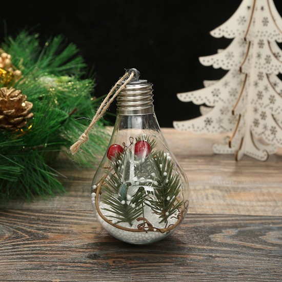 Christmas Tree Hanging Bulb Globe with Hanging Rope Christmas DIY LED Light Bulb Christmas Tree Hanging Pendant Decoration for Christmas Winter Home Holiday Party Gift