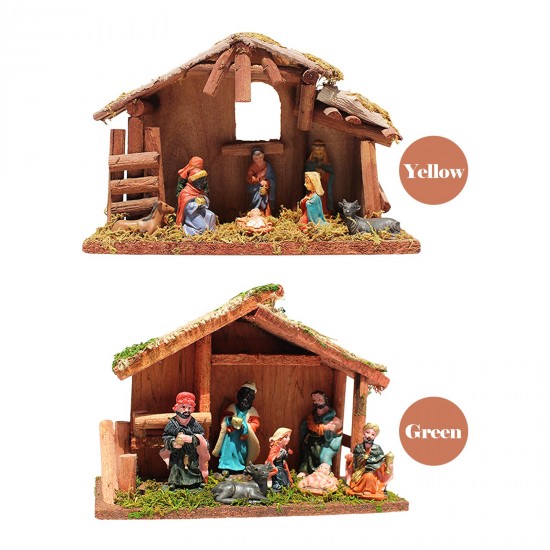 Nativity Figurines Wooden Nativity Scene with Christmas Figures Wooden Nativity Stable includes Mary Joseph Wise Men