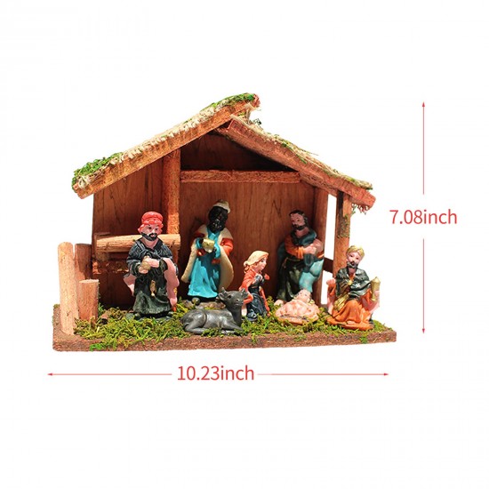 Nativity Figurines Wooden Nativity Scene with Christmas Figures Wooden Nativity Stable includes Mary Joseph Wise Men