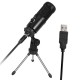 Professional Studio Microphone USB Metal Condenser Recording Microphone with Cardioid Studio Recording Mic for PC Laptop Black