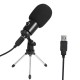 Professional Studio Microphone USB Metal Condenser Recording Microphone with Cardioid Studio Recording Mic for PC Laptop Black