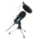 Condenser Microphone with 3.5mm Cable Noise Reduction/Tripod Stand/Pop Filter/Support Outputting to Earphone/Multiple Uses Blue