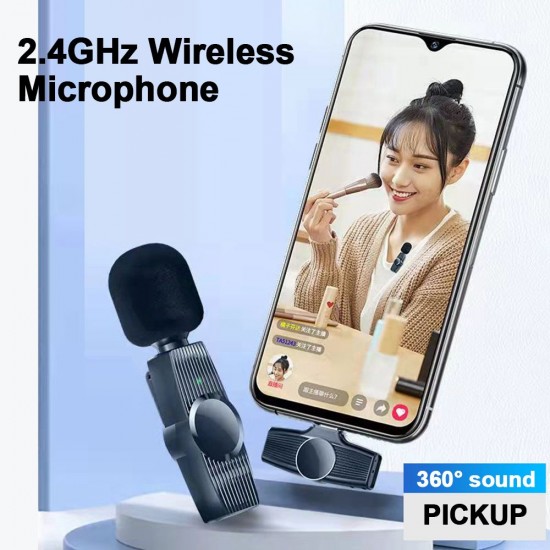 2.4GHz Wireless Clip-on Microphone 20m Transmission Distance Plug and Play for Live Streaming Vlog Shooting Type-C Interface