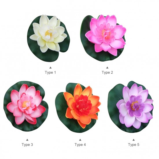 4 Inch Artificial Floating Lotus Flowers Water Ponds Foam Lotus Leaf Fake Lily Pad Floating Pool Home Pond Decoration Plants