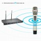 4D-B Professional 4 Channel UHF Wireless Handheld Microphone System 4 Microphones 1 Wireless Receiver 6.35mm Audio Cable LCD Display for Karaoke Family Party Presentation Performance Public Address