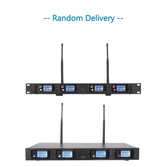 D2 Professional 4-Channel UHF Wireless Conference Microphone System 6.35mm & XLR Outputs Dual Antenna with Rack-Mount Receiver 4 Desktop Mics