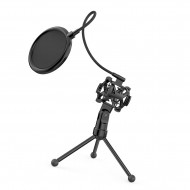 Mini Desktop Microphone Tripod Stand with Shock Mount Mic Holder Pop Filter for Studio Recording Online Broadcasting Chatting Singing Meeting