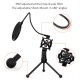 Mini Desktop Microphone Tripod Stand with Shock Mount Mic Holder Pop Filter for Studio Recording Online Broadcasting Chatting Singing Meeting