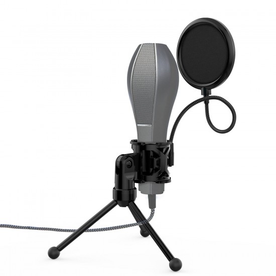 Mini Desktop Microphone Tripod Stand with Shock Mount Mic Holder Pop Filter for Studio Recording Online Broadcasting Chatting Singing Meeting