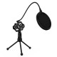 Mini Desktop Microphone Tripod Stand with Shock Mount Mic Holder Pop Filter for Studio Recording Online Broadcasting Chatting Singing Meeting