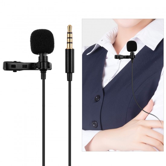 Professional Clip-On Microphone 3.5mm Audio Plug for Smartphones Comes with 2 Meters Extension Wire