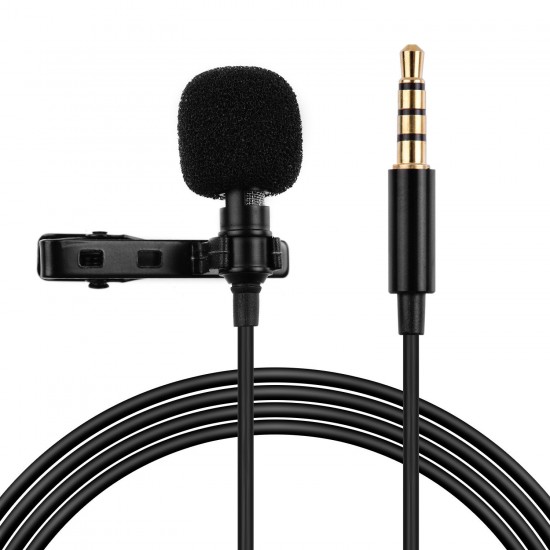 Professional Clip-On Microphone 3.5mm Audio Plug for Smartphones Comes with 2 Meters Extension Wire