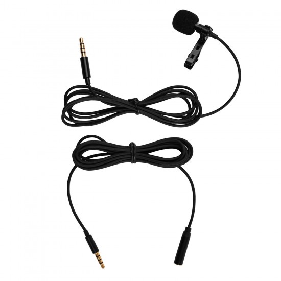 Professional Clip-On Microphone 3.5mm Audio Plug for Smartphones Comes with 2 Meters Extension Wire