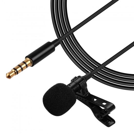 Professional Clip-On Microphone 3.5mm Audio Plug for Smartphones Comes with 2 Meters Extension Wire