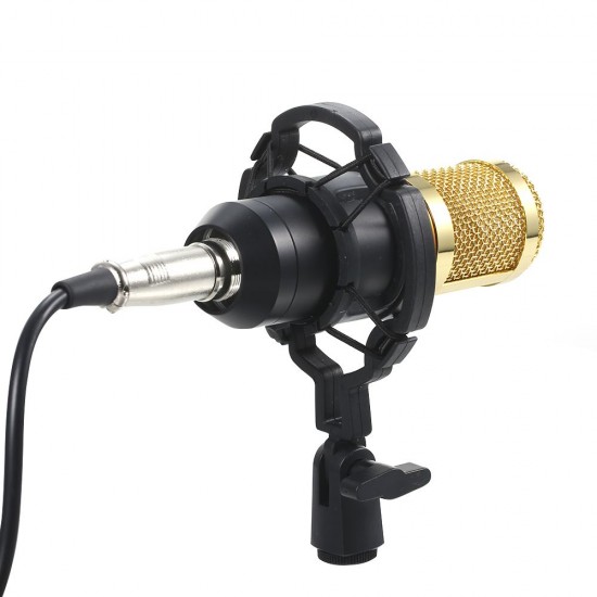 Multifunctional Live Sound Card and BM800 Suspension Microphone Kit Broadcasting Recording Condenser Microphone Set Intelligent Volume Adjustable Audio Mixer Sound Card for Computer PC Live Sound