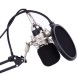 Professional Studio Broadcasting Recording Condenser Microphone Mic Kit Set 3.5mm with Shock Mount Adjustable Suspension Scissor Arm Stand Mounting Clamp Pop Filter Mic Clip