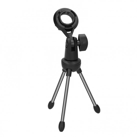 Foldable Desktop Microphone Tripod Stand 5/8 Inch Threaded Mount Portable Microphone Desktop Support Rotatable Mic Holder for Live Stream Conferences Lectures Meetings