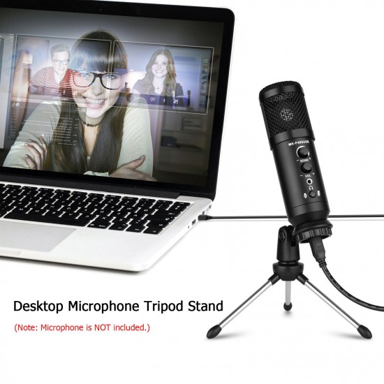 Foldable Desktop Microphone Tripod Stand 5/8 Inch Threaded Mount Portable Microphone Desktop Support Rotatable Mic Holder for Live Stream Conferences Lectures Meetings