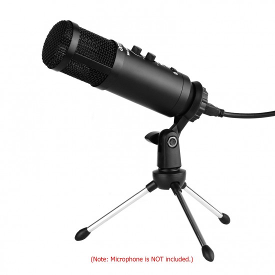 Foldable Desktop Microphone Tripod Stand 5/8 Inch Threaded Mount Portable Microphone Desktop Support Rotatable Mic Holder for Live Stream Conferences Lectures Meetings