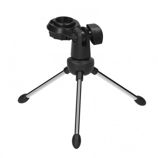 Foldable Desktop Microphone Tripod Stand 5/8 Inch Threaded Mount Portable Microphone Desktop Support Rotatable Mic Holder for Live Stream Conferences Lectures Meetings