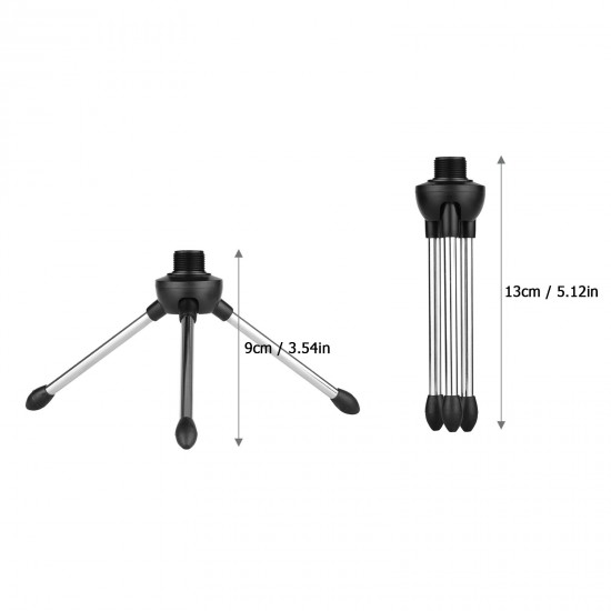 Foldable Desktop Microphone Tripod Stand 5/8 Inch Threaded Mount Portable Microphone Desktop Support Rotatable Mic Holder for Live Stream Conferences Lectures Meetings