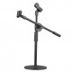 Dual Purpose Desktop Microphone Stand with Anti-slip Metal Base and 2 Mic Clips Adjustable Mic Stand Boom Arm Microphones Desk Bracket for Speech Meeting Live Stream Sing Voice Recording