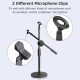 Dual Purpose Desktop Microphone Stand with Anti-slip Metal Base and 2 Mic Clips Adjustable Mic Stand Boom Arm Microphones Desk Bracket for Speech Meeting Live Stream Sing Voice Recording