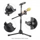 Dual Purpose Microphone Tripod Stand with 2 Mic Clips Adjustable Mic Stand Boom Arm Microphones Desk Floor Bracket for Speech Meeting Live Stream Sing Voice Recording