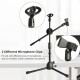 Dual Purpose Microphone Tripod Stand with 2 Mic Clips Adjustable Mic Stand Boom Arm Microphones Desk Floor Bracket for Speech Meeting Live Stream Sing Voice Recording