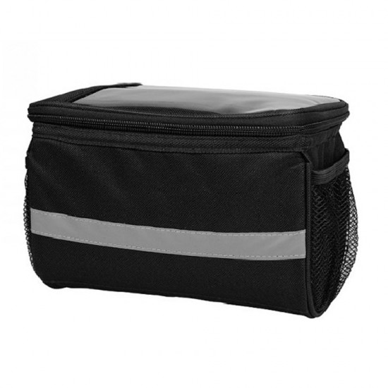 Reflective Bicycle Handlebar Basket Insulated Cooler Bag Outdoor Cycling Mountain Bike Front Tube Bag Pack