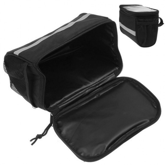 Reflective Bicycle Handlebar Basket Insulated Cooler Bag Outdoor Cycling Mountain Bike Front Tube Bag Pack