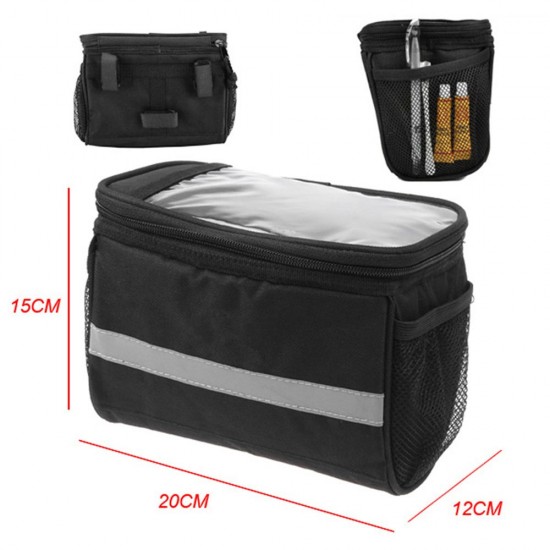 Reflective Bicycle Handlebar Basket Insulated Cooler Bag Outdoor Cycling Mountain Bike Front Tube Bag Pack