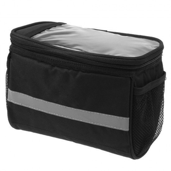 Reflective Bicycle Handlebar Basket Insulated Cooler Bag Outdoor Cycling Mountain Bike Front Tube Bag Pack