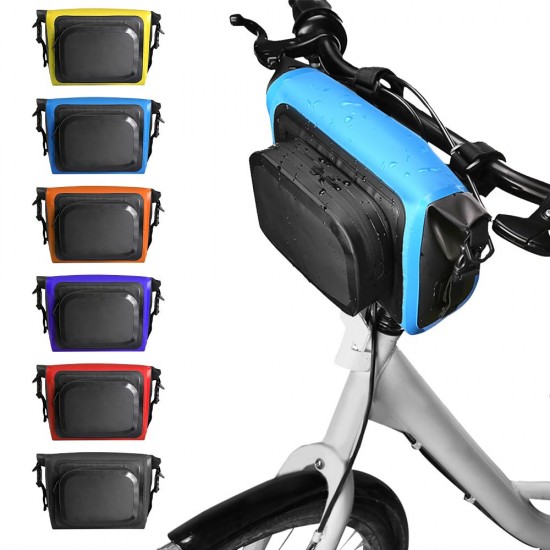 Waterproof Bike Bag Multifunctional Front Bicycle Bag Cycling Handlebar Pannier Large Capacity MTB Bike Phone Holder Road Bike Bag Bicycle Storage Bag  Shoulder Pack Bike Accessories