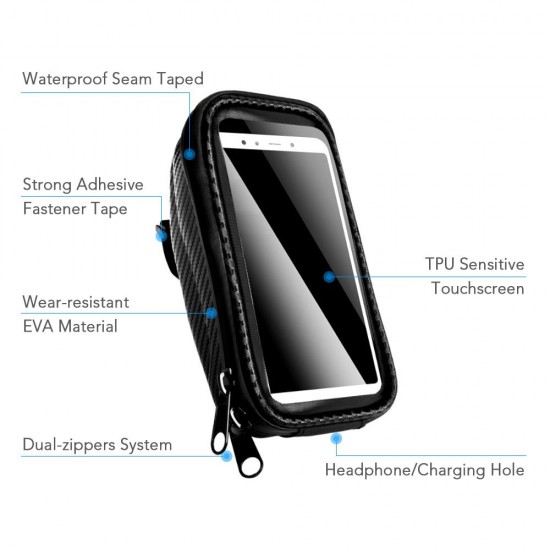 Bike Frame Bag Front Tube Bag Handlebar Bag Bicycle Bag with Touchscreen Phone Case