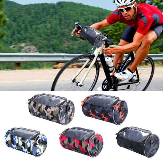 Waterproof Bike Handlebar Bag Bicycle Front Bag Camouflage Touchscreen Phone Holder Bag Pack Shoulder Bag MTB Cycling Storage Bag Pannier