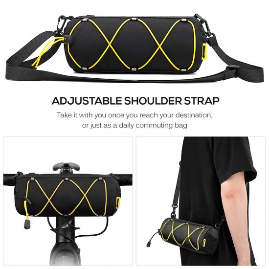 Bike Handlebar Bag Cycling Front Cylinder Storage Bag Bicycle Mobile Phone Holder Front Frame Top Tube Pouch Shoulder Bag Elastic Band