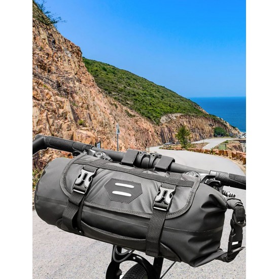 Bike Handlebar Bag Waterproof Adjustable Capacity Bicycle Front Tube Bag with Detachable Cycling Dry Pack (3-7L)