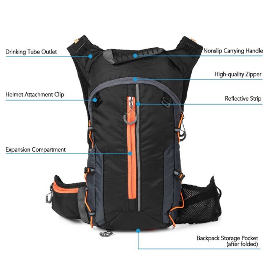 Foldable Cycling Backpack Lightweight Outdoor Sports Bike Riding Hydration Pack Backpack with 2L Water Bladder