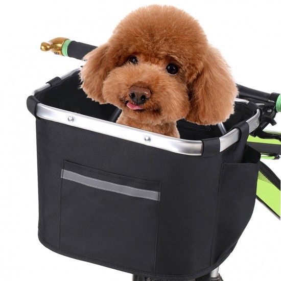 Collapsible Bike Basket Bicycle Handlebar Front Basket Pet Carrier Bag for Shopping Commuting