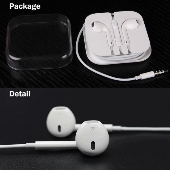 3.5mm Earphones Plug In-ear Stereo Earpiece with Mic Hands-free for Apple iPhone iPad Macbook