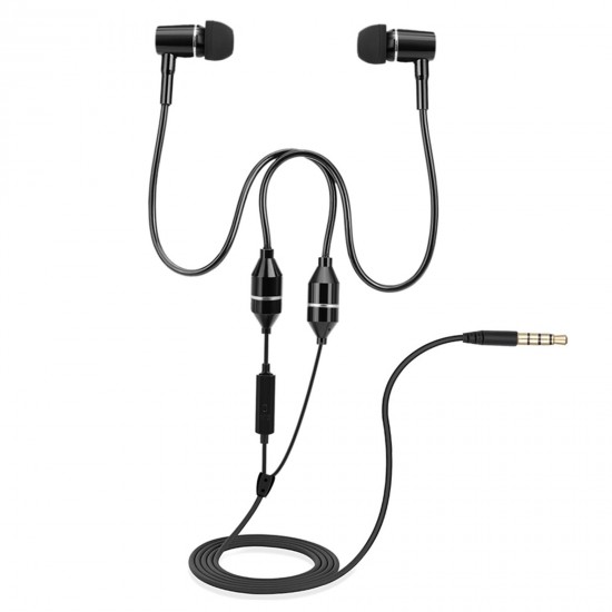 FC12 Stereo Music Headset Air Tube 3.5mm Anti-radiation Earphone In-ear Headphone Radiation Free Noise Reduction Line Control with Mic Black for Smart Phones Desktop Notebook Tablet PC