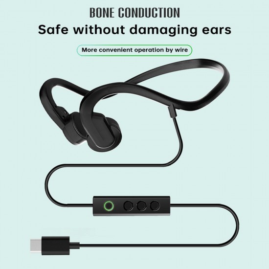 Bone Conduction Headphones Outdoor Sports Headset Waterproof Type-C Wired Earphone Open-Ear for Driving Cycling Running Gym for Smart Phones Tablet PC Notebook