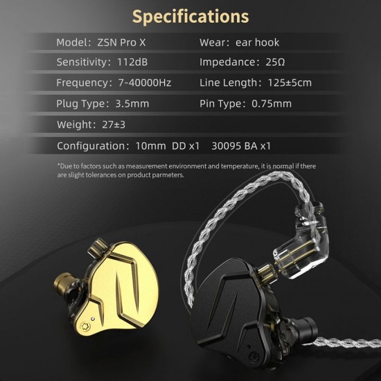 ZSN PRO X Wired In-ear Headphones DIY Earphones 1BA+1DD Hybrid Driver HIFI DJ Monitor Running Sport Earbud