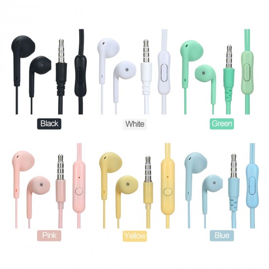 U19 3.5mm Wired Headphones In-Ear Headset Macaron Color Music Earphone Smart Phone Earbuds In-line Control with Microphone