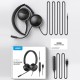 H360 3.5mm/USB Wired Telephone Headset Call Center Earphone with Microphone On Ear Computer Headphone Volume Control Speaker Mic Mute Adjustable Headband