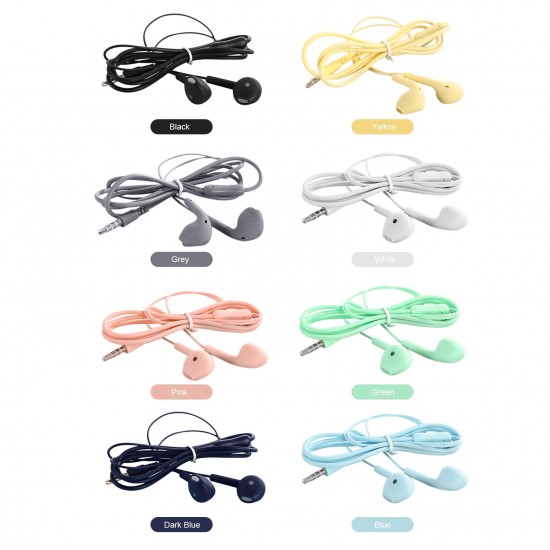 U88 Universal Wired Control Earphone Fashion Pure Color 3.5mm Plug Headphone with Microphone